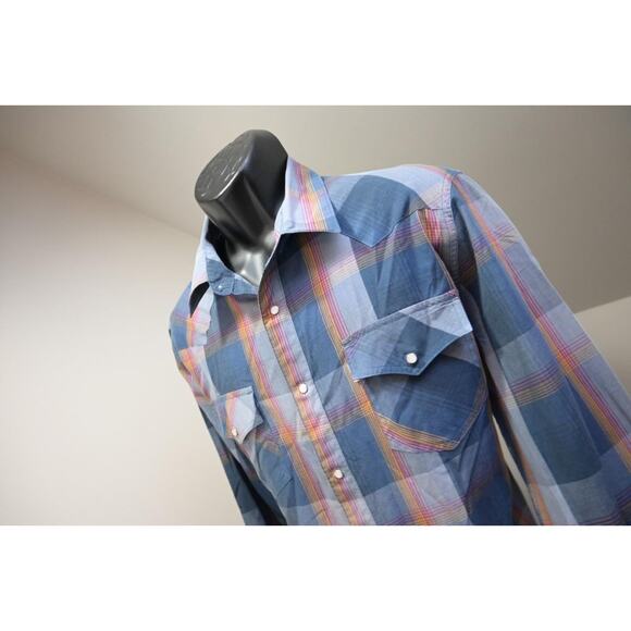 Levis Western Pearl Snaps Shirt Plaid Long Sleeve Mens Size XL - Picture 1 of 9